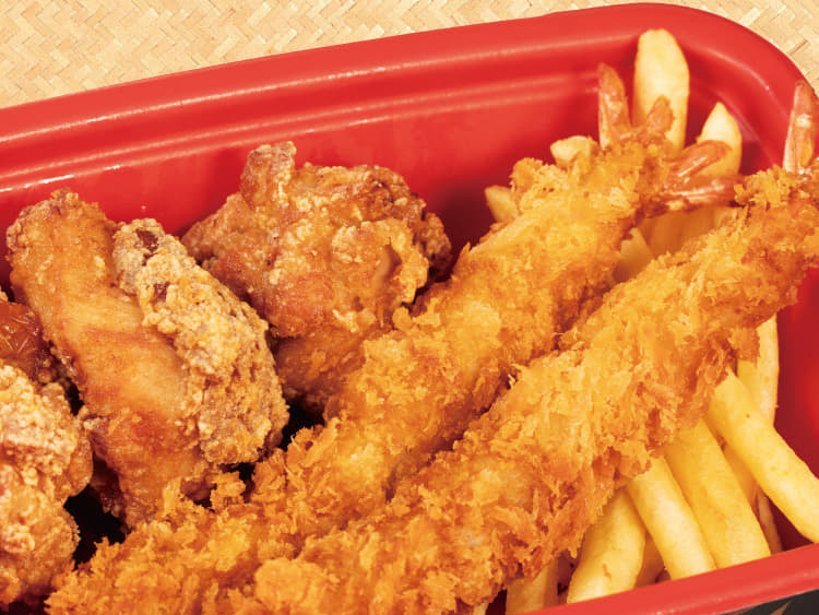 【惣菜セット】本格唐揚げ3個+海老フライ2尾+ハーフポテトフライ