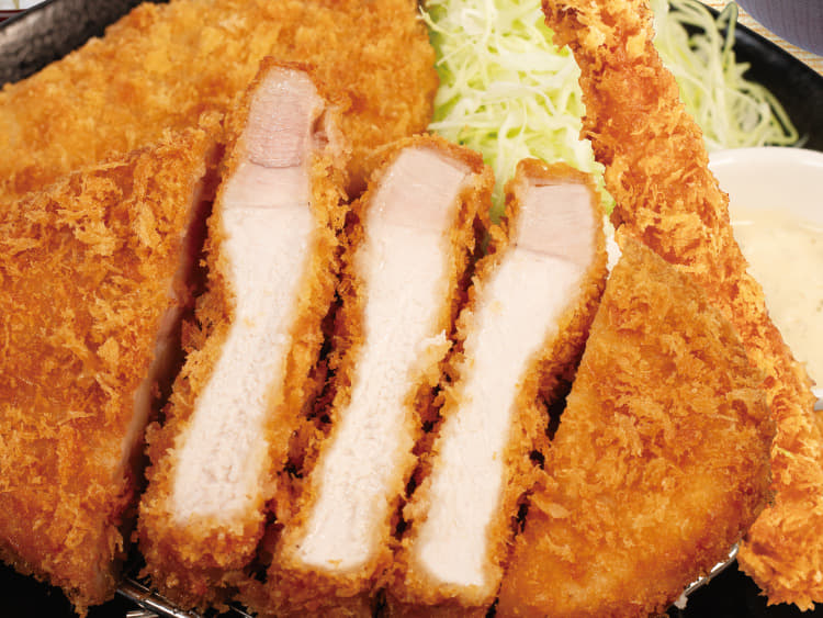 【海老セール】超厚切りリブロースかつ&アジフライ(1枚)定食+海老フライ1尾