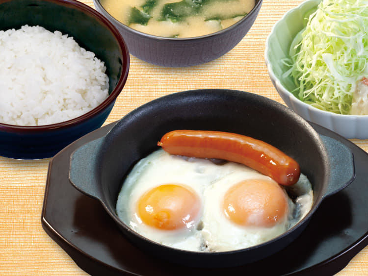 得朝ソーセージエッグ定食(小鉢無し)