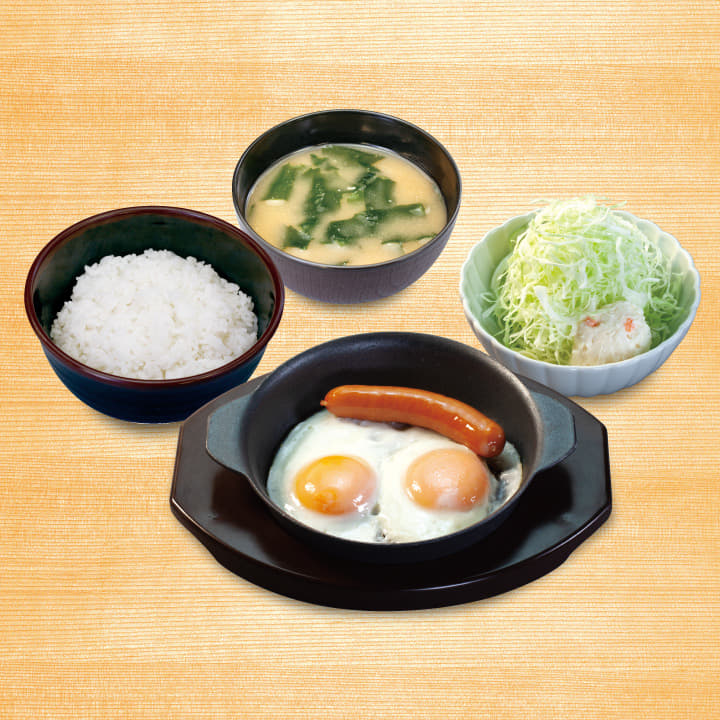 得朝ソーセージエッグ定食(小鉢無し)