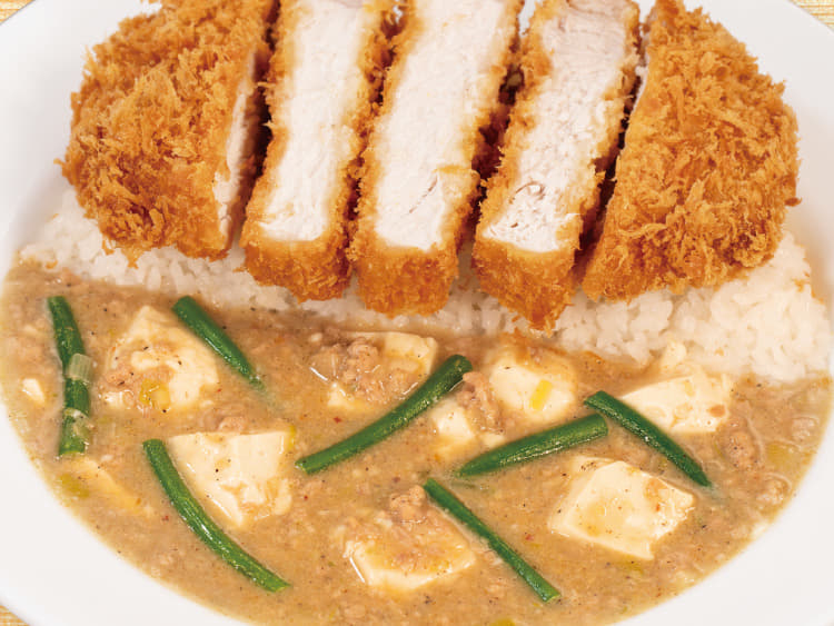 超厚切りリブロースかつ“白”麻婆ライス