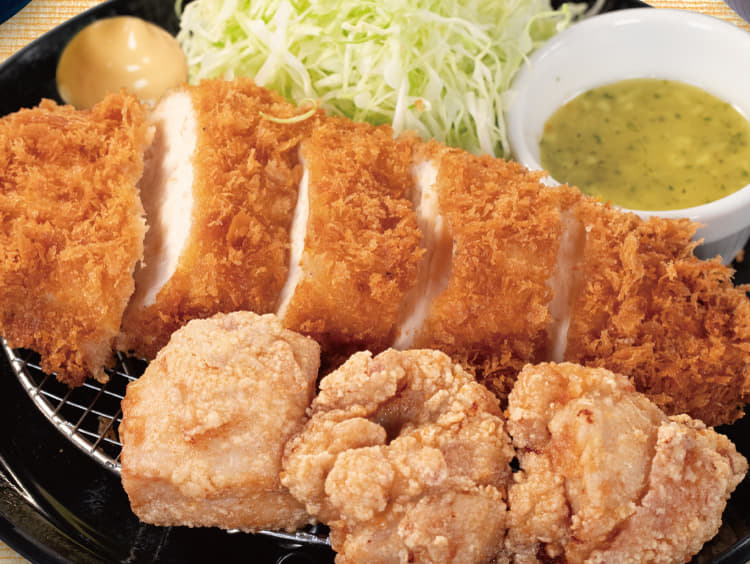 “肉厚”チキン“むね”かつ&本格唐揚げ定食
