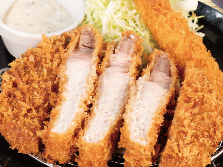 超厚切りリブロースかつ&海老フライ1尾定食