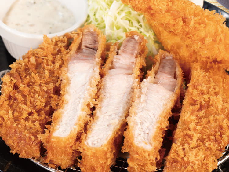 超厚切りリブロースかつ&海老フライ2尾定食