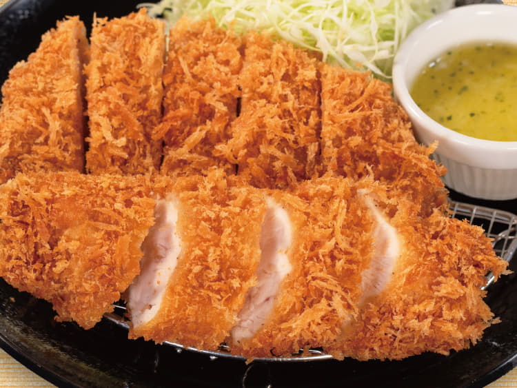 ロースかつ&ガーリックソースチキンむねかつ1本定食