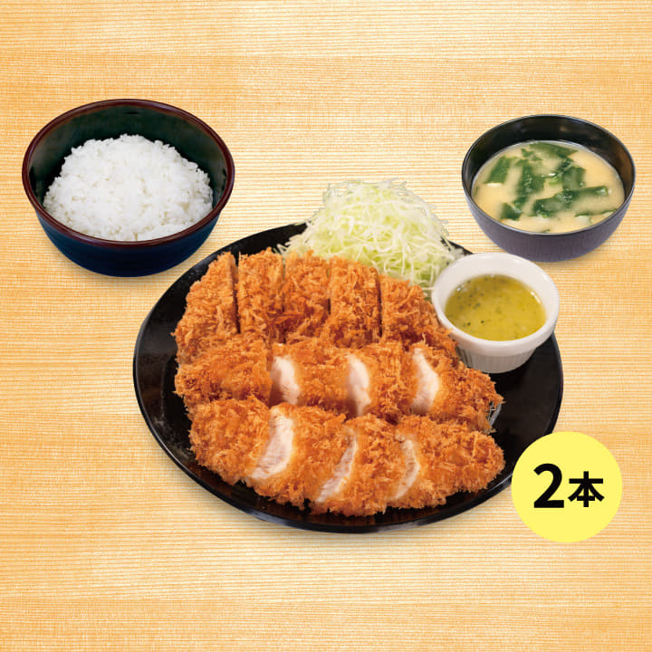ロースかつ＆ガーリックソースチキンむねかつ２本定食