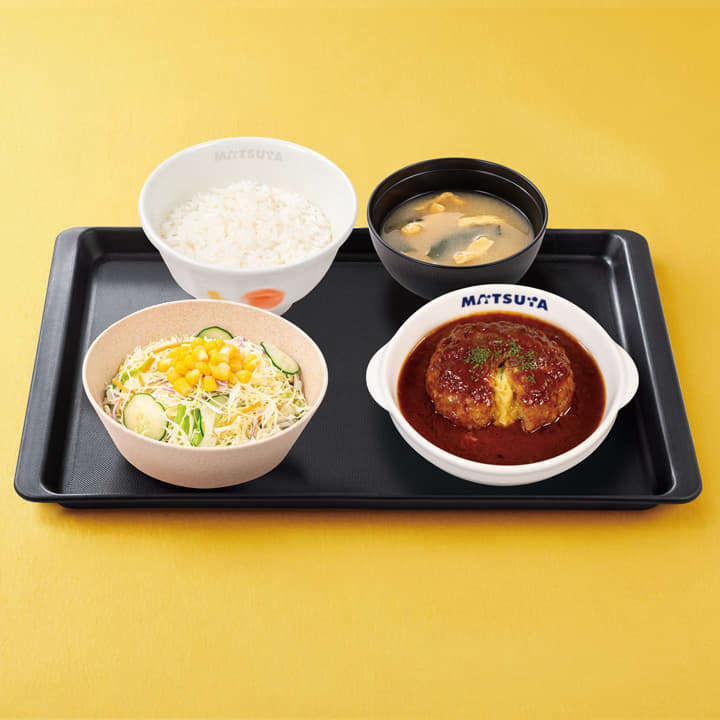 溢れる3種の濃厚チーズINデミハンバーグ定食