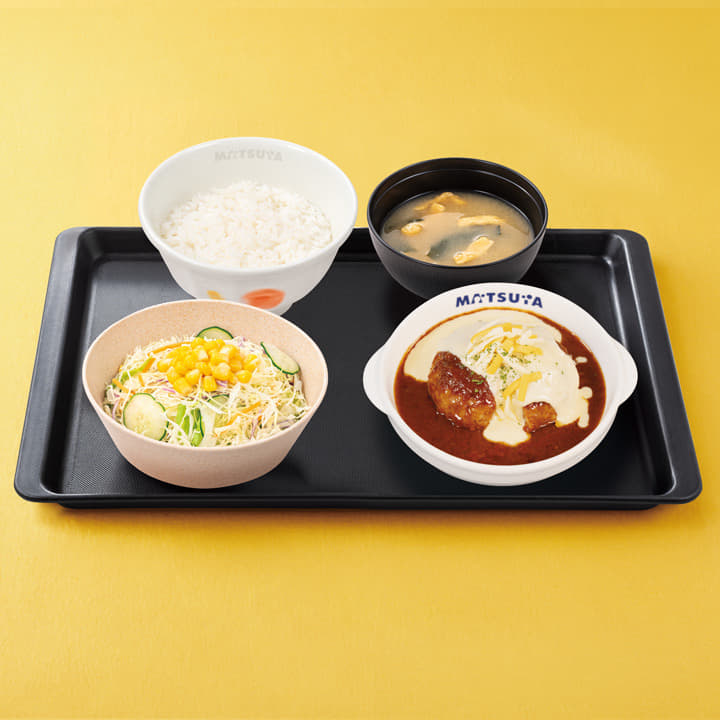 溢れる3種の濃厚チーズINデミチーズハンバーグ定食