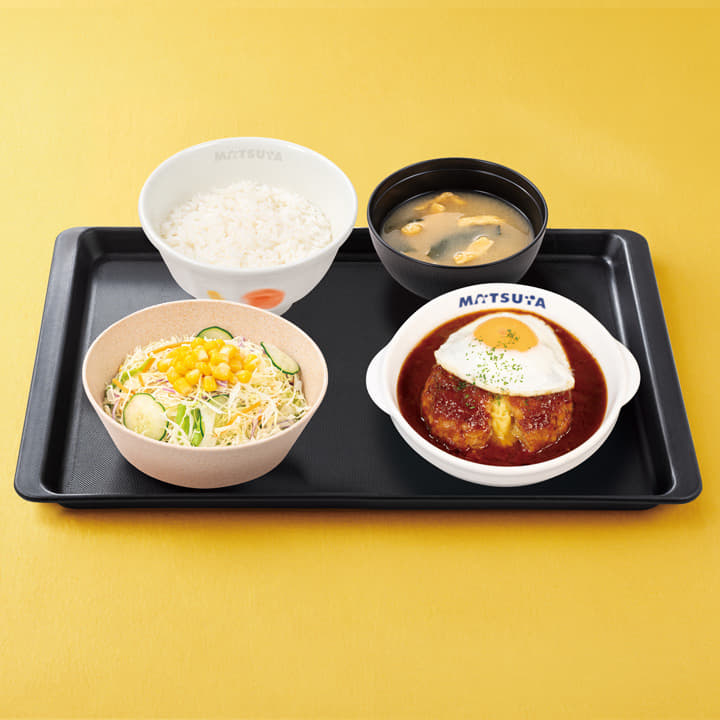 溢れる3種の濃厚チーズINデミたまハンバーグ定食