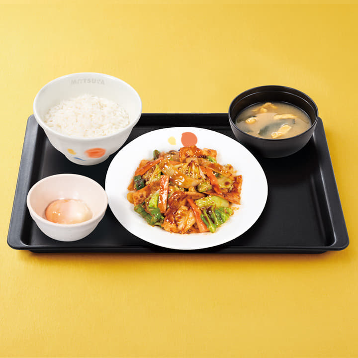 回鍋肉定食半熟玉子