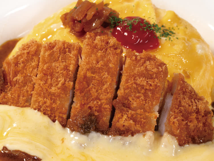 ロースかつオムレツ欧風ビーフカレー　トッピングチーズ