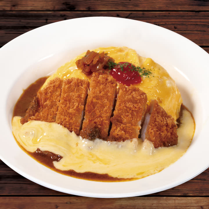 ロースかつオムレツ欧風ビーフカレー　トッピングチーズ