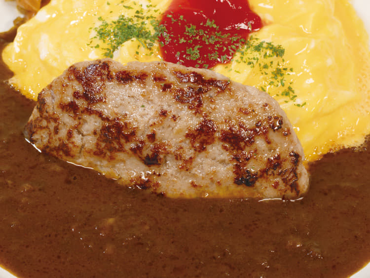 ハンバーグオムレツ欧風ビーフカレー