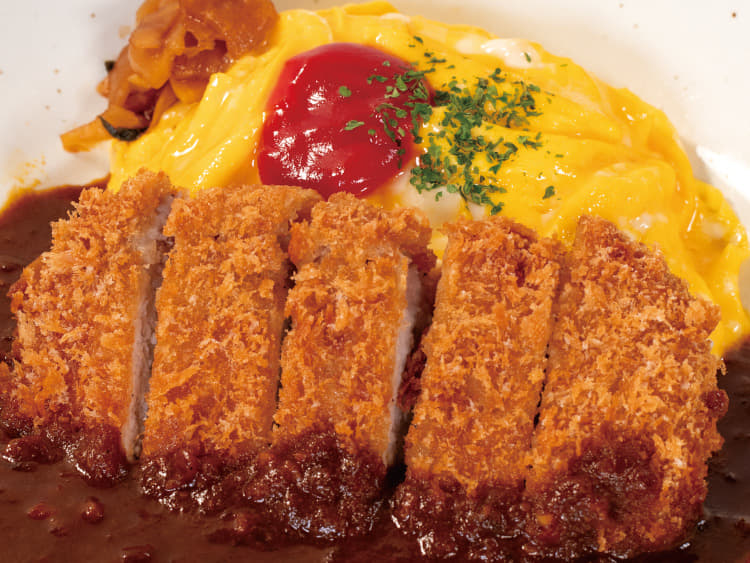 ロースかつオムレツスパイシーカレー