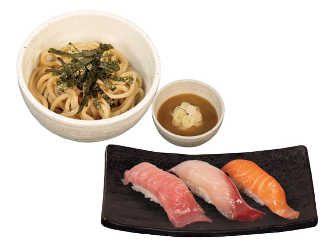 舎鈴監修！本格つけ麺とすし松３貫盛りセット