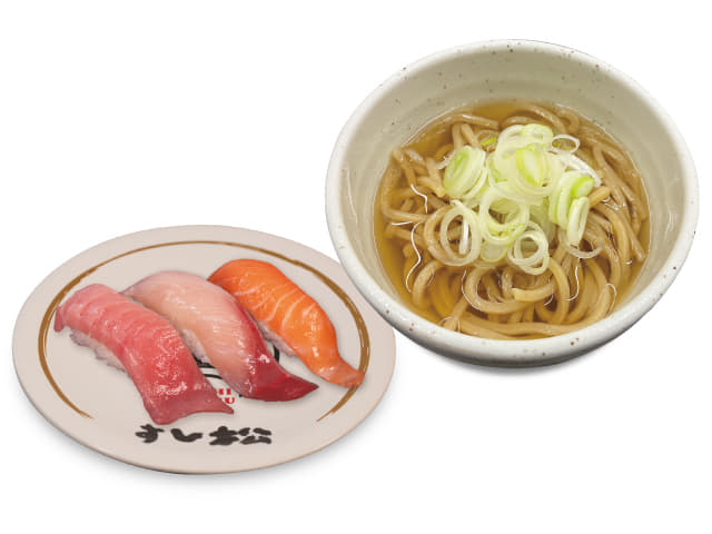 舎鈴監修！本格冷やかけ麺とすし松３貫盛りセット